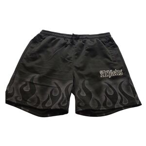 Manfinity Athletes Men's XXL Black Flame Print Athletic Gym Shorts Drawstring